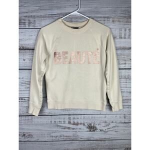 J.Crew Beaute Crewneck Sweatshirt Cream Rose Gold XSmall Boxy Casual Neutral